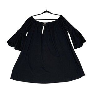 ASOS Black Off Shoulder Mini Dress Bell Sleeves Size 14 NWT